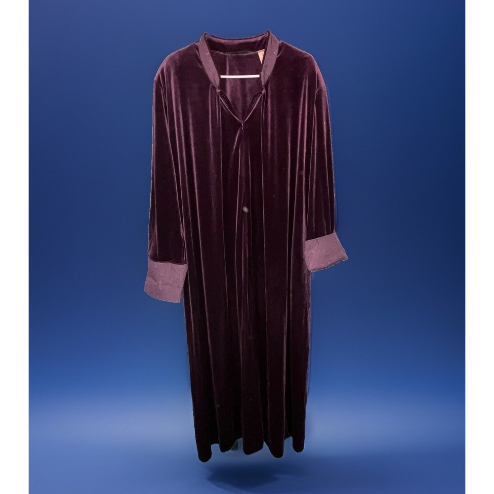 Women's Jasmine Rose Signature Velvet Velour XL Deep Plum Long Lounge Robe